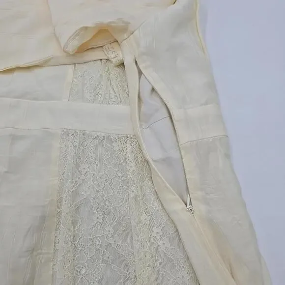 Simple Retro Lace Patchwork Cottage Core Yellow M Coquette Lace Dress - Picture 11 of 15